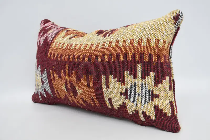 Boho Pillow Sham Cover, Vintage Pillow, 12x20 Red Pillow Cover, Pillow Case, Kilim Pillow, Garden Cushion Cover, Wholesale Pillow Sham - 4