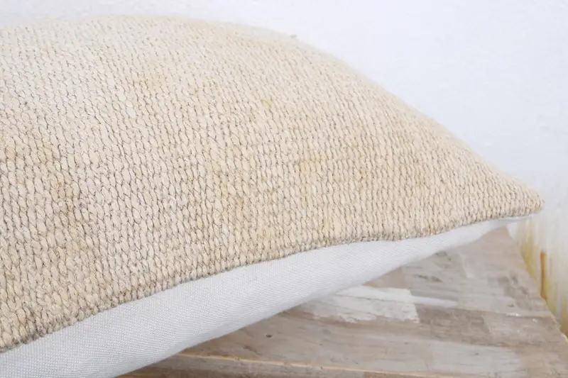 Turkish Pillow, Kilim Pillow, Handwoven Cushion Cover, 12x20 White Cushion Case, Ethnical Kilim Rug Pillow, Pillow Sham, Handmade Pillow - 6