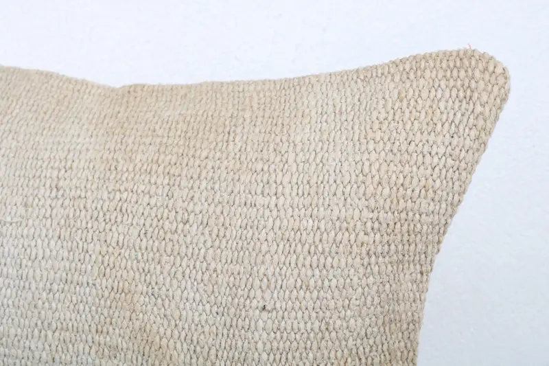 Turkish Pillow, Kilim Pillow, Handwoven Cushion Cover, 12x20 White Cushion Case, Ethnical Kilim Rug Pillow, Pillow Sham, Handmade Pillow - 5