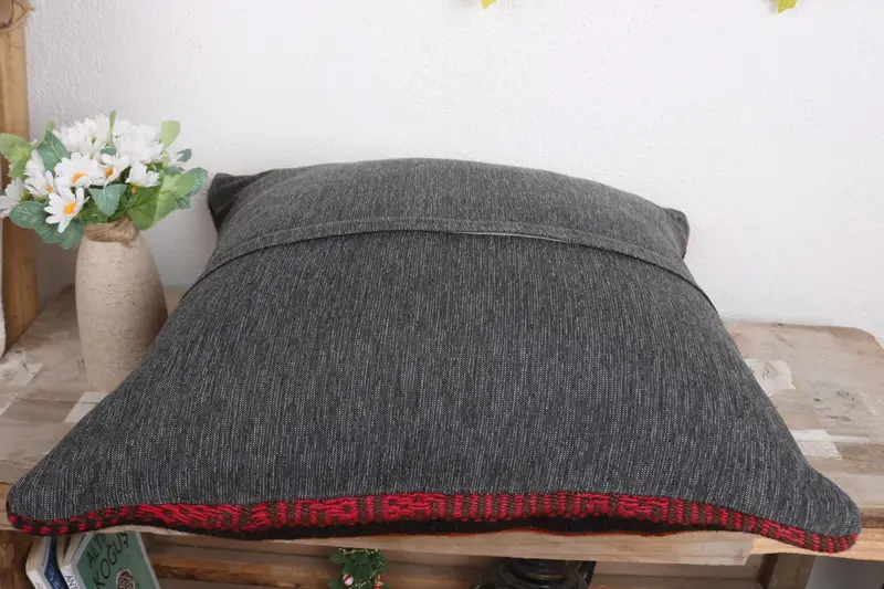 Kilim Cushion Sham, Yoga Pillow Cover, 18x18 Brown Pillow Case, Home Decor Pillow, Handwoven Pillow Cover Cushion, Turkish Pillow, Pillow Case - 7