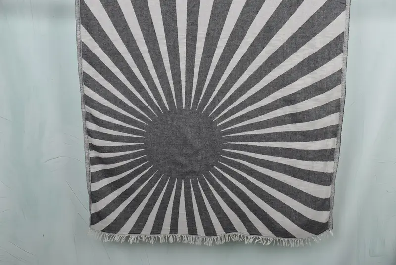 Turkish Towel Black Cotton Spa Gift, Embroidered Bath Towel, 36x71 Inches