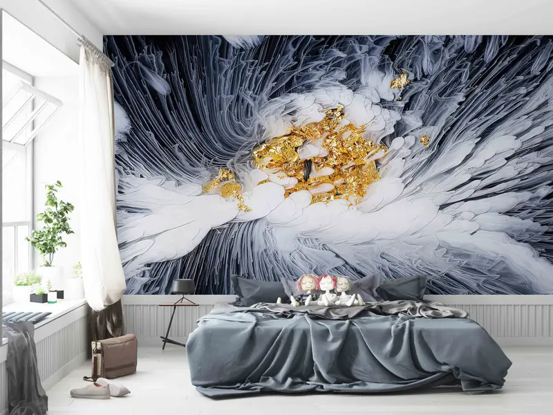 Lüks Baskılı Duvar Kağıdı: Soyut Sigara Dumanı Çağdaş Tasarım