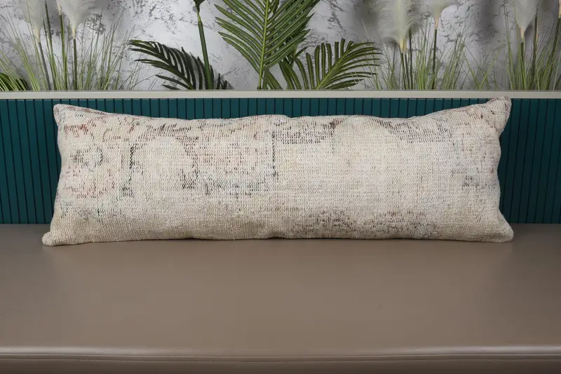 Vintage-Kissen, 40,6 x 119,4 cm, Beige, antiker Kissenbezug - 1