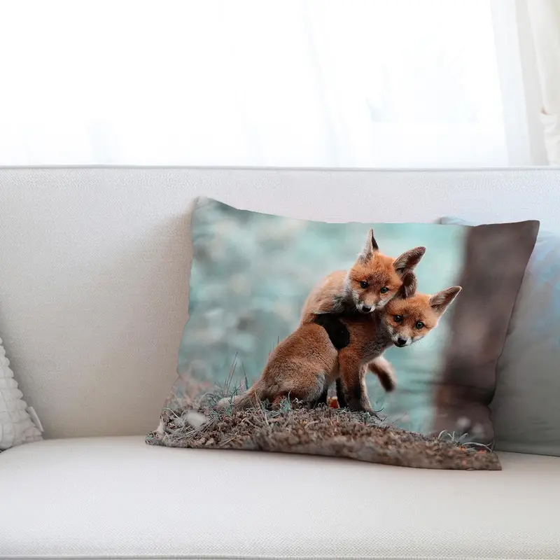 Waldlandschaft Fuchs Druckkissen – Wildtier Bauernhaus Dekor