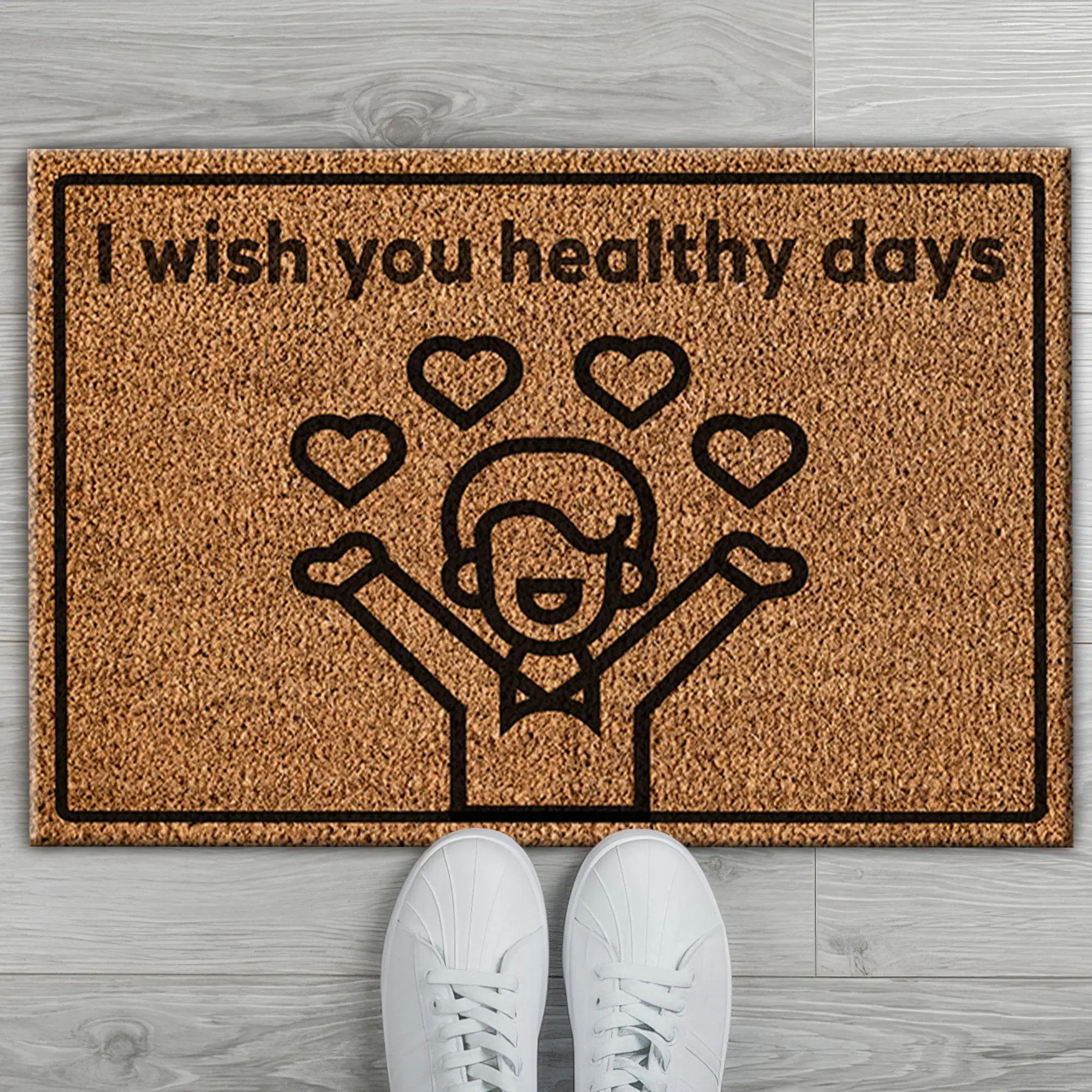 Cutie Printed Rug: Sweet, Healthy Days Coir Door Mat - 1