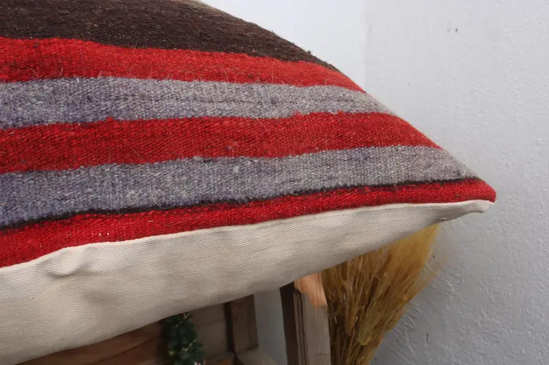 Cozy Throw Pillow, Antique Pillows, Traditional Pillow Case, Vintage Kilim Throw Pillow, 28x28 Brown Cushion Case, Pillow, Ethnical Kilim Rug Pillow - 6