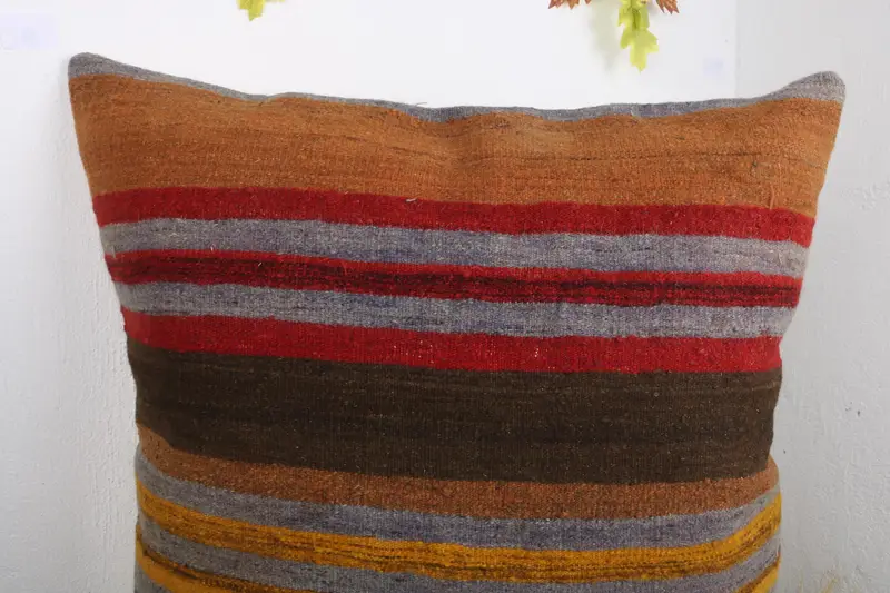 Cozy Throw Pillow, Antique Pillows, Traditional Pillow Case, Vintage Kilim Throw Pillow, 28x28 Brown Cushion Case, Pillow, Ethnical Kilim Rug Pillow - 5