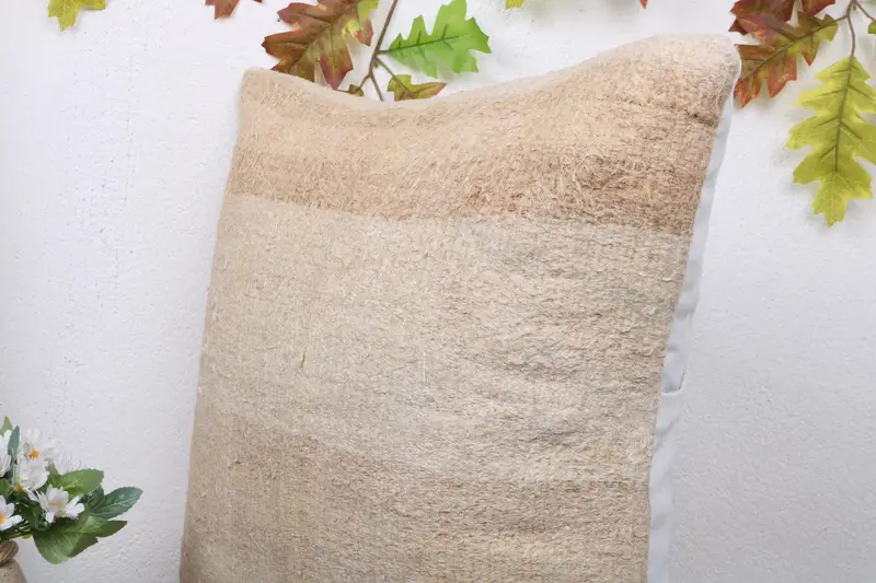 Pillow, Pillow for Sofa, Turkish Kilim Pillow, Nomadic Cushion, Turkish Pillow, 20x20 Beige Pillow Sham, Turkish Corner Cushion Cover - 5