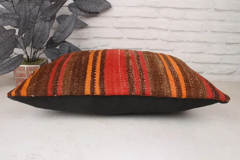 Pillow, Throw Kilim Pillow, 16x24 Red Pillow Case, Traditional Pillow Sham, Pillow for Couch, Handmade Kilim Cushion, Pattern Throw Pillow Case - 5