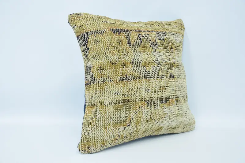 Pillow Case, Pillow for Couch, Boho Pillow Sham Cover, Decorative Pillow, Ethnical Kilim Rug Pillow, Natural Cushion Cover, 18x18 Beige Cushion Case - 3