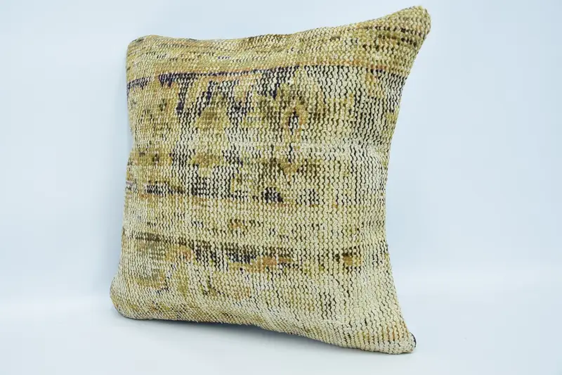 Pillow Case, Pillow for Couch, Boho Pillow Sham Cover, Decorative Pillow, Ethnical Kilim Rug Pillow, Natural Cushion Cover, 18x18 Beige Cushion Case - 4