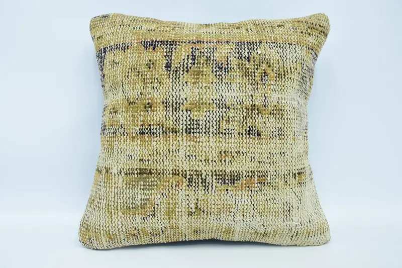 Pillow Case, Pillow for Couch, Boho Pillow Sham Cover, Decorative Pillow, Ethnical Kilim Rug Pillow, Natural Cushion Cover, 18x18 Beige Cushion Case - 1