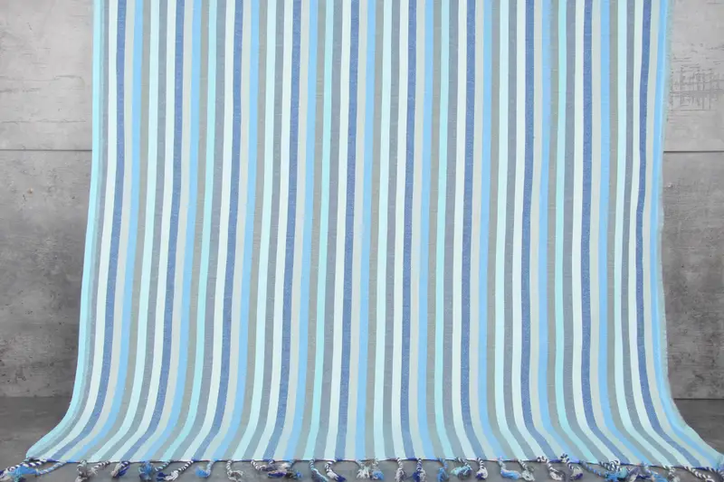 Bridesmaid Personalized Sax Blue-Mint Striped Towel, 71x71 Inches