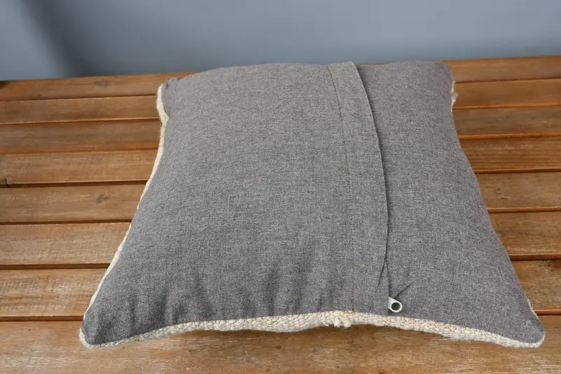 14x14 Beige Pillow Sham, Turkish Pillow, Cushion Case, Turkish Kilim Pillow, Handwoven Pillow Sham, Kilim Cushion Sham, Pattern Throw Cushion - 5