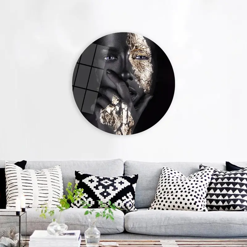 Eleganter afrikanischer Frauen-Gold-Make-up-Leinwanddruck – moderne Kunst