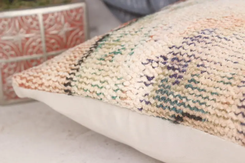 12x12 Orange Pillow Cover, Crochet Pattern Pillow, Gift Pillow, Pillow Case, Vintage Kilim Pillow, Boho Pillow, Garden Pillow Cover - 7
