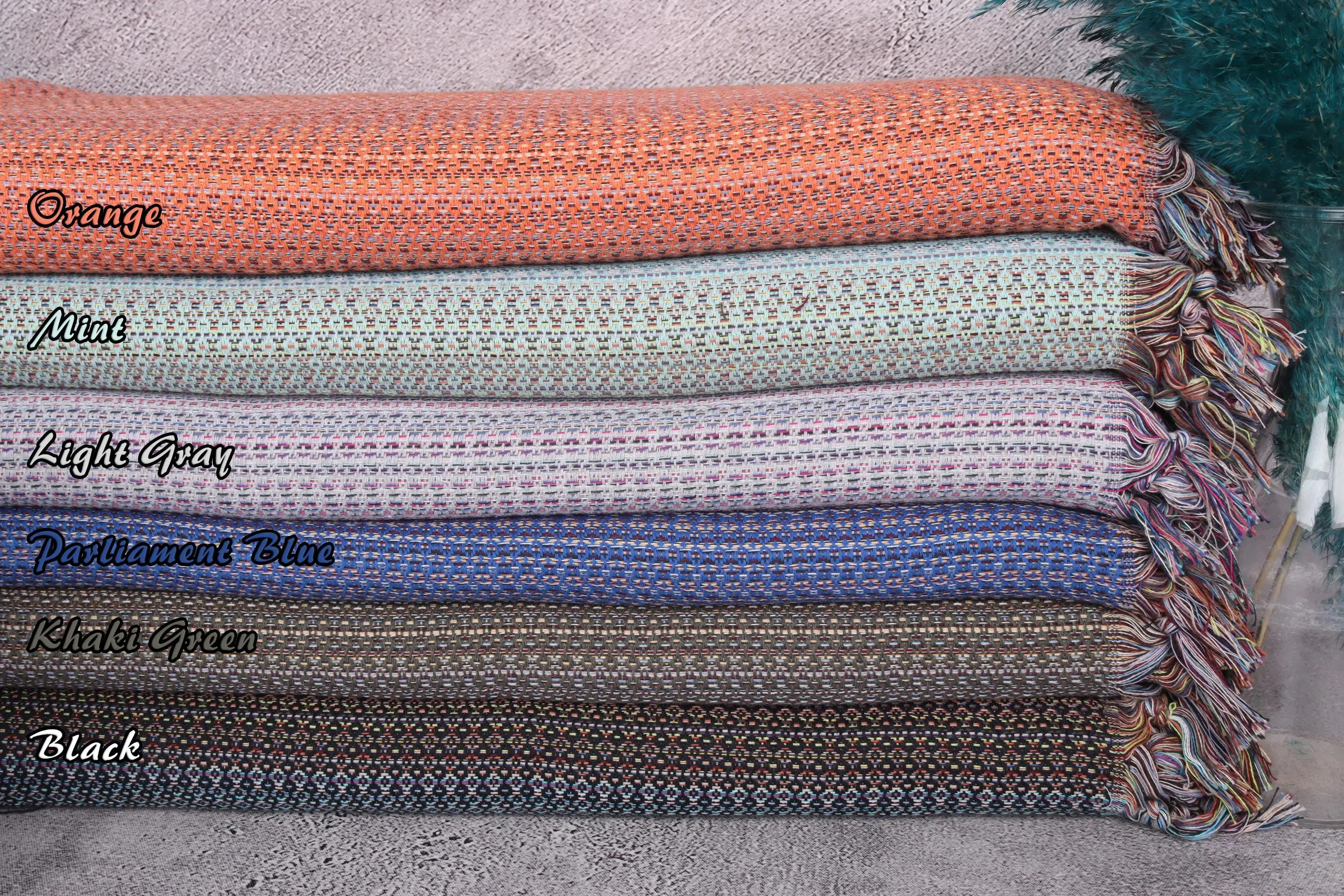 Colorful Diamond Blanket Beige Stripes, Cotton, 87x89 Inches - 1