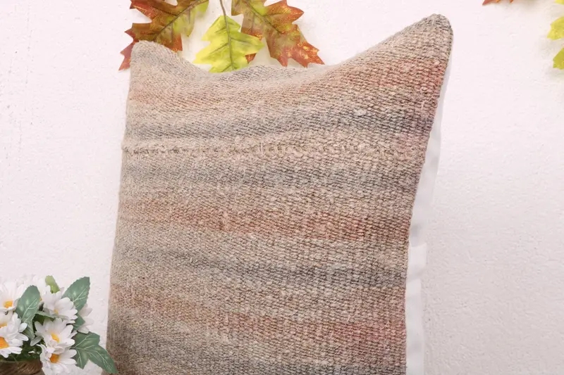 Pillow, 16x16 Beige Pillow Cover, Boho Pillow Sham Cover, Bench Pillow Sham, Interior Designer Pillow, Vintage Throw Pillow Case, Throw Kilim Pillow - 5