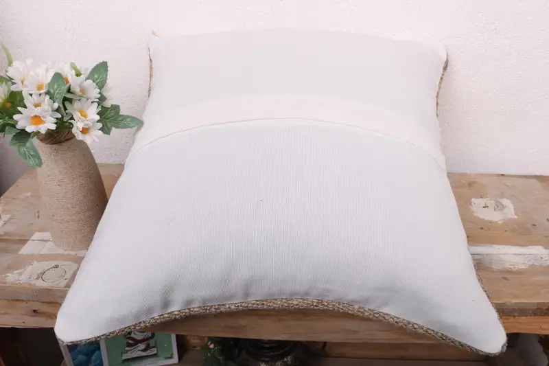 Pillow, 16x16 Beige Pillow Cover, Boho Pillow Sham Cover, Bench Pillow Sham, Interior Designer Pillow, Vintage Throw Pillow Case, Throw Kilim Pillow - 7