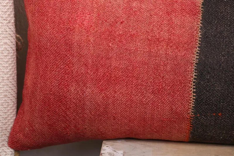 One Of A Kind Pillow, Vintage Kilim Pillow, Vintage Pillow, Handmade Rug Seat Cushion, Cushion, Boho Pillow Sham Cover, 16x48 Red Pillow Case - 3