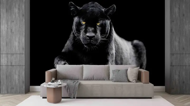 Elegante Tapete mit Black-Panther-Print: Modernes Loft-Dekor