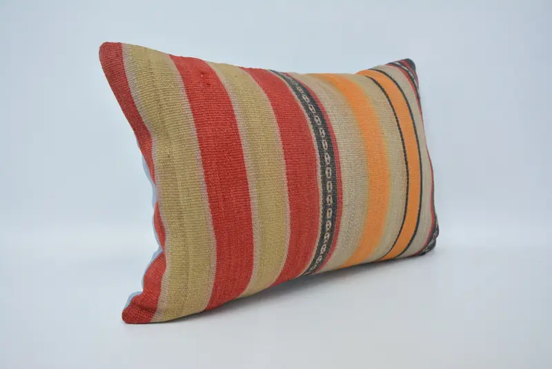 Pillow Sham, Retro Throw Pillow Sham, Home Decor Pillow, Ethnic Pillow Cover Cushion Case, Antique Pillows, 16x24 Orange Cushion Case, Kilim Pillow - 3