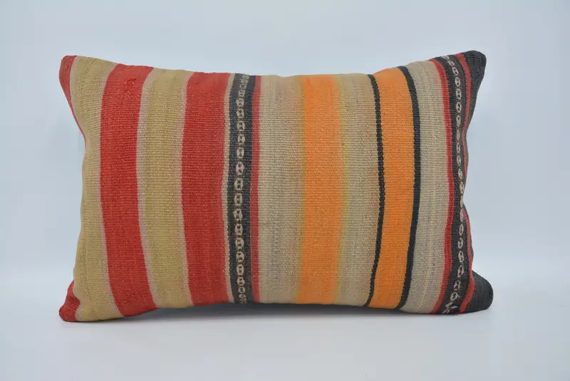 Pillow Sham, Retro Throw Pillow Sham, Home Decor Pillow, Ethnic Pillow Cover Cushion Case, Antique Pillows, 16x24 Orange Cushion Case, Kilim Pillow - 1