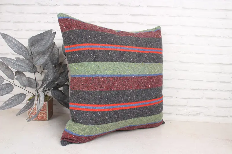 Outdoor Bolster Pillow Sham, 24x24 Green Pillow Case, Vintage Pillow, Pillow Sham, Custom Cushion Case, Kilim Pillow Cover, Gift Pillow - 3