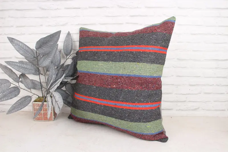 Outdoor Bolster Pillow Sham, 24x24 Green Pillow Case, Vintage Pillow, Pillow Sham, Custom Cushion Case, Kilim Pillow Cover, Gift Pillow - 4