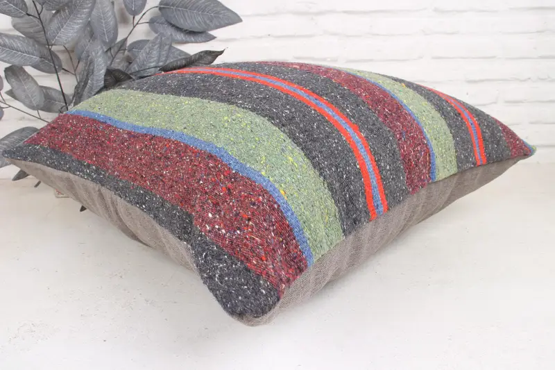 Outdoor Bolster Pillow Sham, 24x24 Green Pillow Case, Vintage Pillow, Pillow Sham, Custom Cushion Case, Kilim Pillow Cover, Gift Pillow - 6