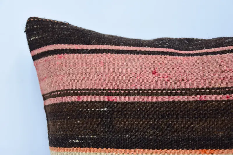 Pillow Case, Vintage Kilim Throw Pillow, Patio Pillow, Turkish Bench Pillow, Pillow for Couch, Kilim Pillow, 16x16 Brown Cushion, Floor Pillow Sham - 2