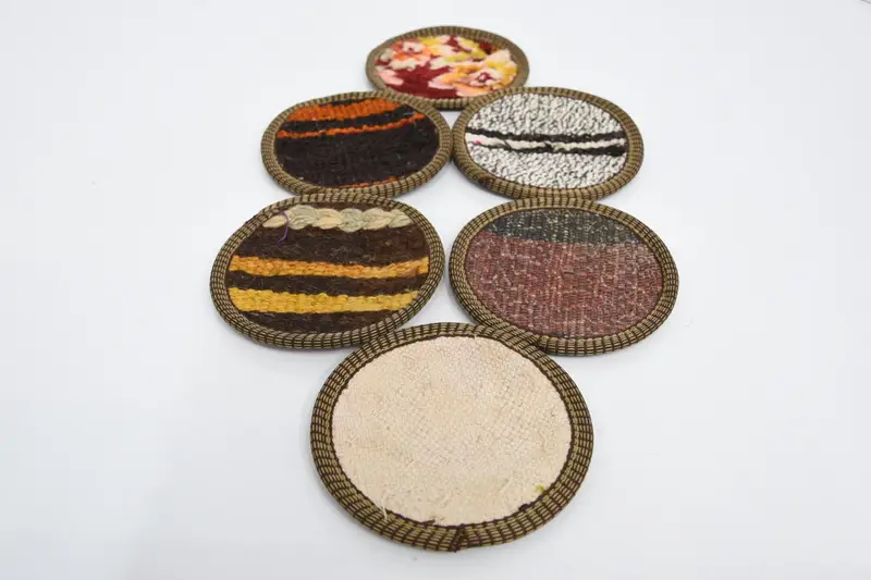 Bohemian Round Coaster, White and Orange Decorative Coaster