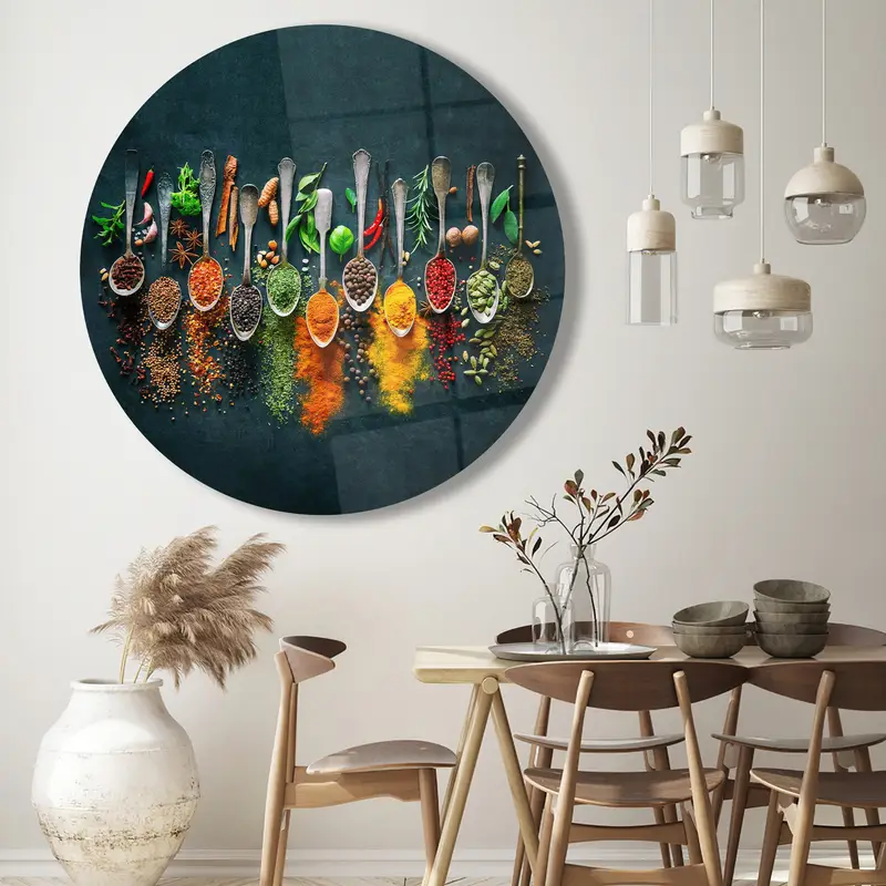 Elegant Printed Glass: Modern Spices Design for Kitchen Dining