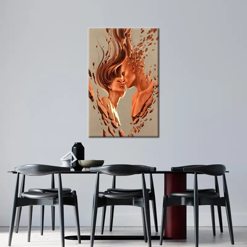 Surreal Couple Canvas: Elegant Bedroom Art, Perfect Love Gift