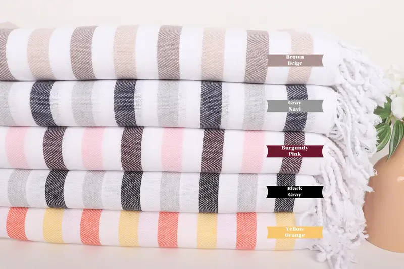 Sand-free towel, Turkish Beach Towel Monogram, Customized Towels, Turkish Towel USA, 70x40 Cotton Striped Towel, Bridesmaid Gift Towel, Scarf Towel - 2