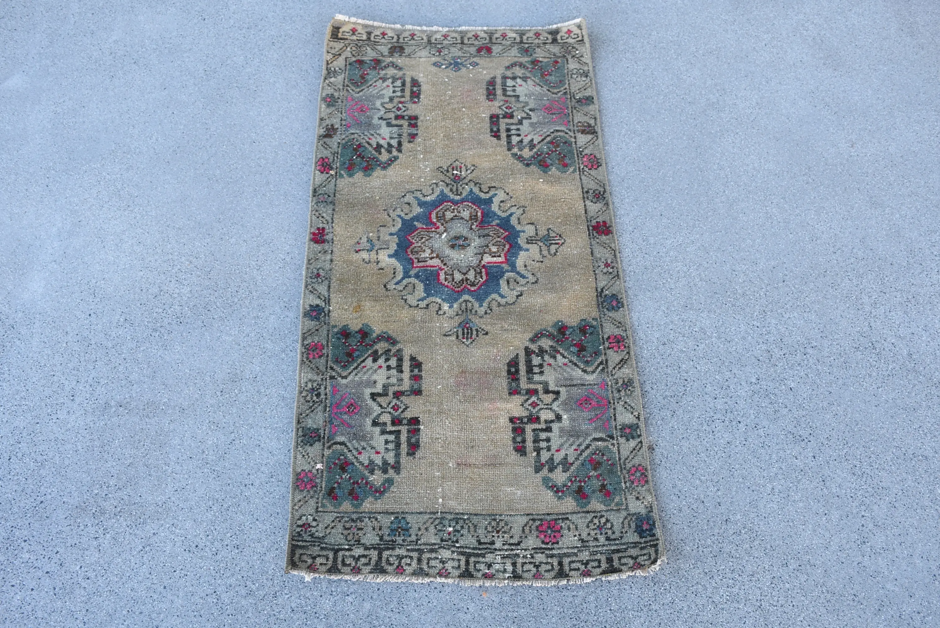 1.6x3.37 ft Turkish Rug, Rug, Blue Floral Rug Wool - 1