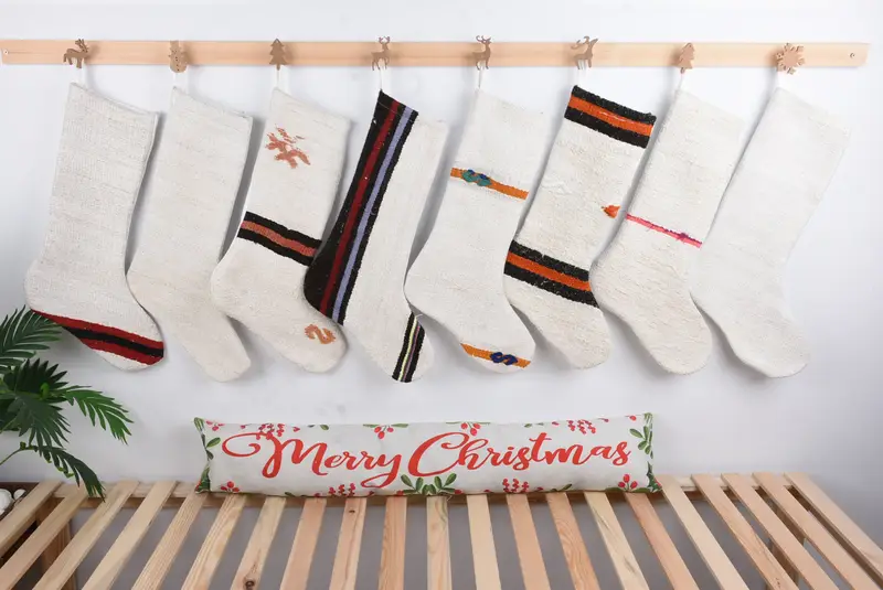 Patrón de adornos navideños, calcetín navideño personalizado de 8 pulgadas de ancho