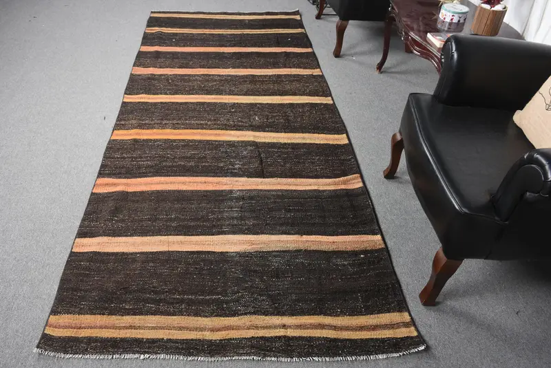 Alfombra hecha a mano en marrón y amarillo, 1,1x2,8m Encanto del suroeste