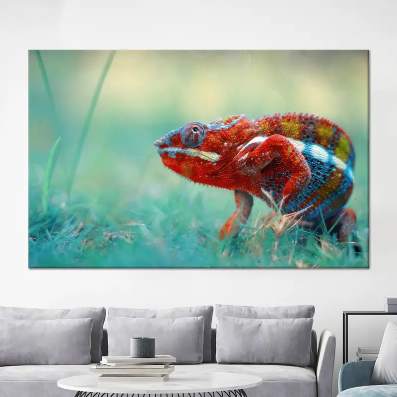 Lienzo impreso moderno y moderno: arte reptil colorido