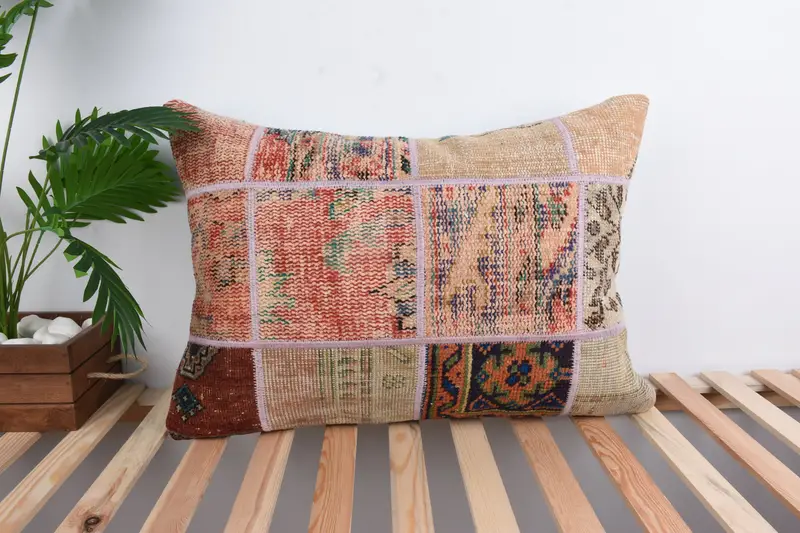 Cushion, Art Deco Pillow Case, 20x28 Red Pillow Case, Pillow for Couch, Boho Pillow Sham Cover, Christmas Pillow Cover, Turkish Kilim Pillow - 1