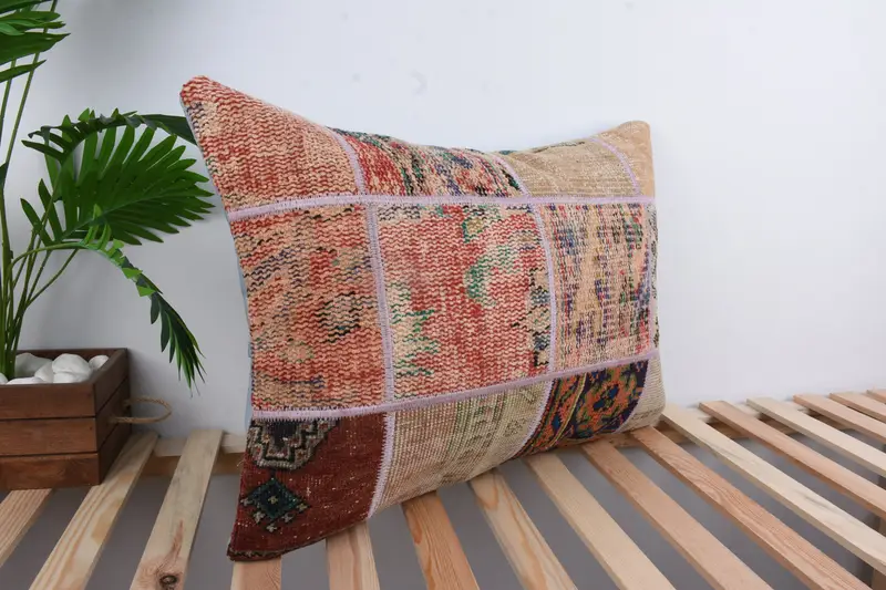 Cushion, Art Deco Pillow Case, 20x28 Red Pillow Case, Pillow for Couch, Boho Pillow Sham Cover, Christmas Pillow Cover, Turkish Kilim Pillow - 4