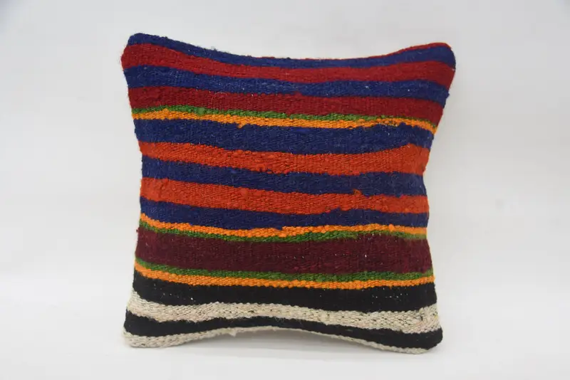 Pattern Throw Pillow Cover, Gift Pillow, Patio Pillow Sham, Turkish Kilim Pillow, Handmade Kilim Cushion, Pillow Case, 12x12 Red Cushion Cover - 4