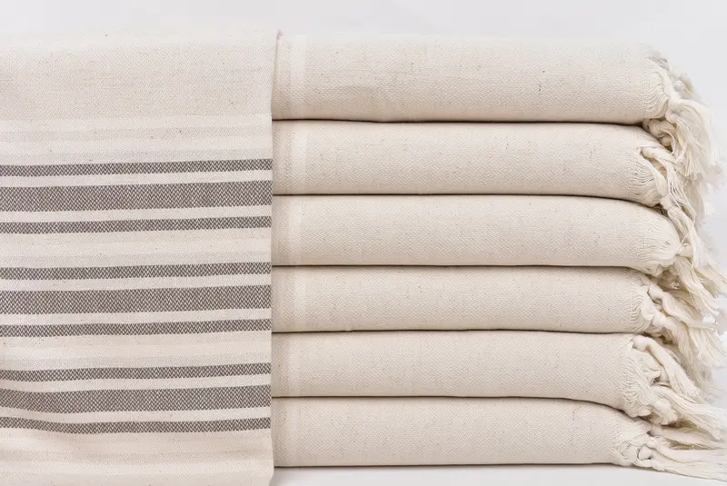 70x40 Linen Striped Towel, Employee Gifts, Embroidered Towel, Travel towel, Wedding Gifts Towel, Eco-friendly Turkish towel for home and travel - 1