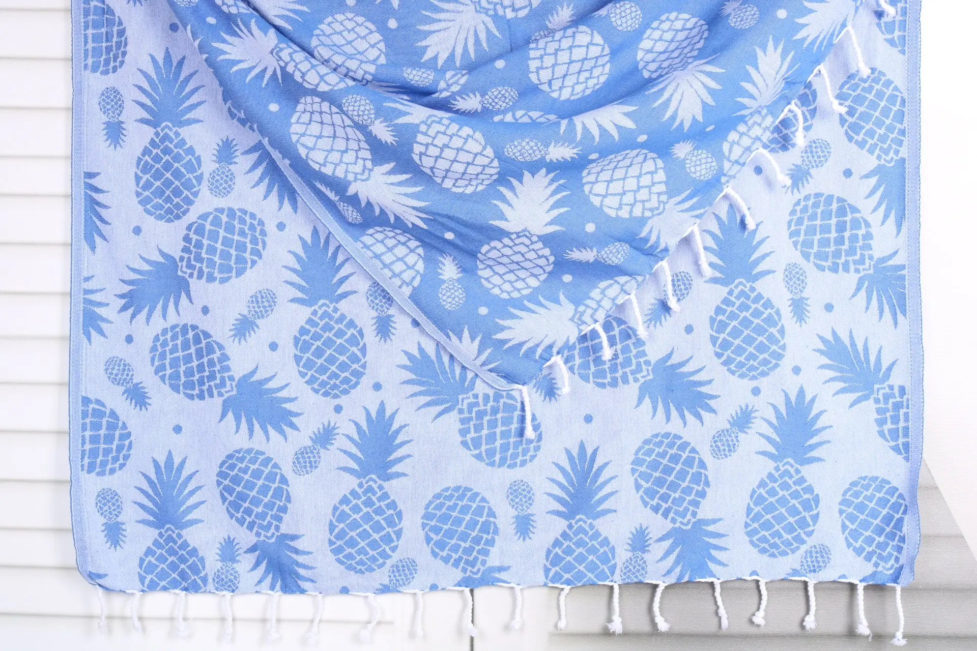 Custom Beach Towel Personalized Turkish Cotton Sax Blue, 36x71 Inches - 1