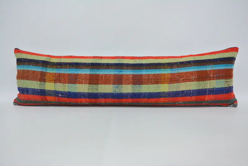 Handgefertigtes gestreiftes Kissen, Vintage besticktes Terrassenkissen