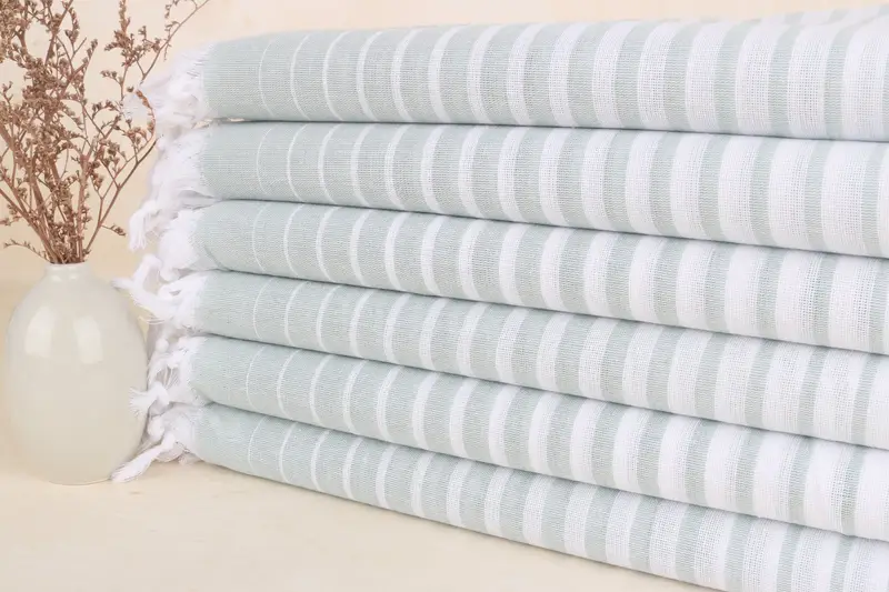 Benutzerdefiniertes türkisches Handtuch weiß-hellgrün gestreift, 40 x 69 Zoll