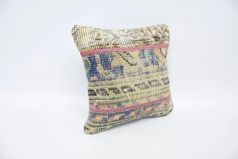 Home Decor Pillow, 12x12 Beige Cushion Cover, Vintage Kilim Throw Pillow, Outdoor Throw Pillow Case, Vintage Pillow, Turkish Rugs Pillow, Cushion - 3