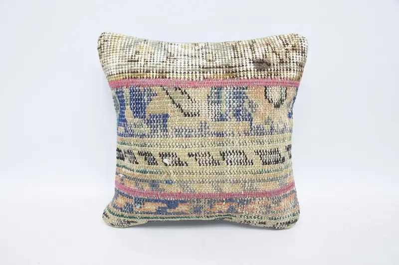 Home Decor Pillow, 12x12 Beige Cushion Cover, Vintage Kilim Throw Pillow, Outdoor Throw Pillow Case, Vintage Pillow, Turkish Rugs Pillow, Cushion - 1