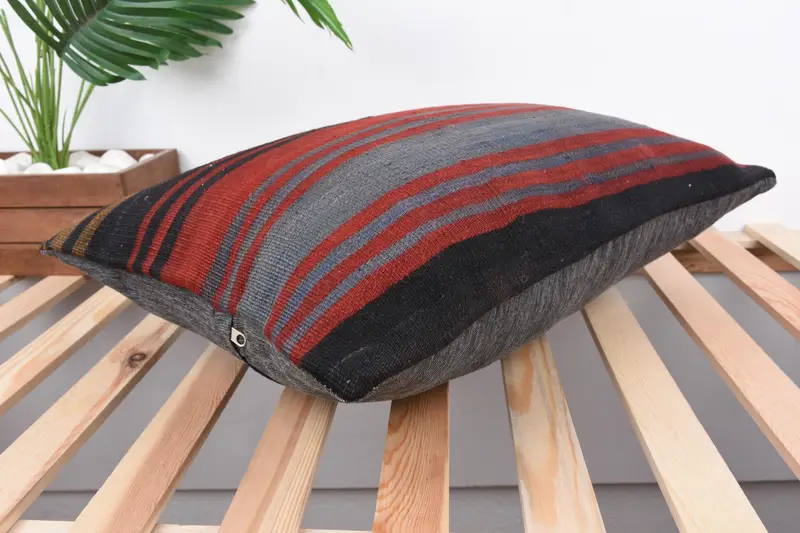 Pattern Throw Cushion Case, Vintage Kilim Pillow, Cushion Case, 16x24 Red Cushion Case, Vintage Kilim Throw Pillow, Gift Pillow - 6