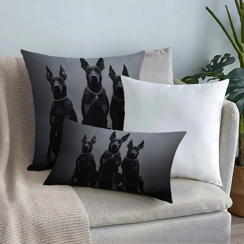 Black Dog Printed Pillow: Perfect Dog Lover Gift for Man Cave
